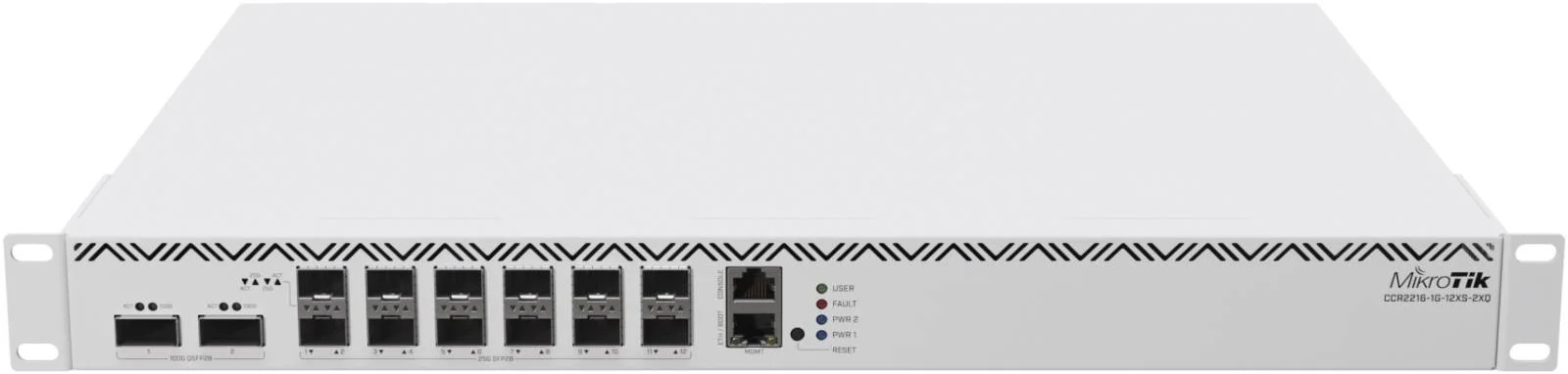 روتر هسته ابری MikroTik CCR2216-1G-12XS-2XQ، پردازنده AL73400، رم 16 گیگابایتی، معماری ARM 64 بیتی، اترنت گیگابیتی، 2 پورت 100G QSFP28 و 12 پورت 25G SFP28، 2x M.2، RouterOS L6، سفید | CCR2216-1G-12XS-2XQ روتر هسته ابری MikroTik CCR2216-1G-12XS-2XQ، پردازنده AL73400، رم 16 گیگابایتی، معماری ARM 64 بیتی، اترنت گیگابیتی، 2 پورت 100G QSFP28 و 12 پورت 25G SFP28، 2x M.2، RouterOS L6، سفید | CCR2216-1G-12XS-2XQ