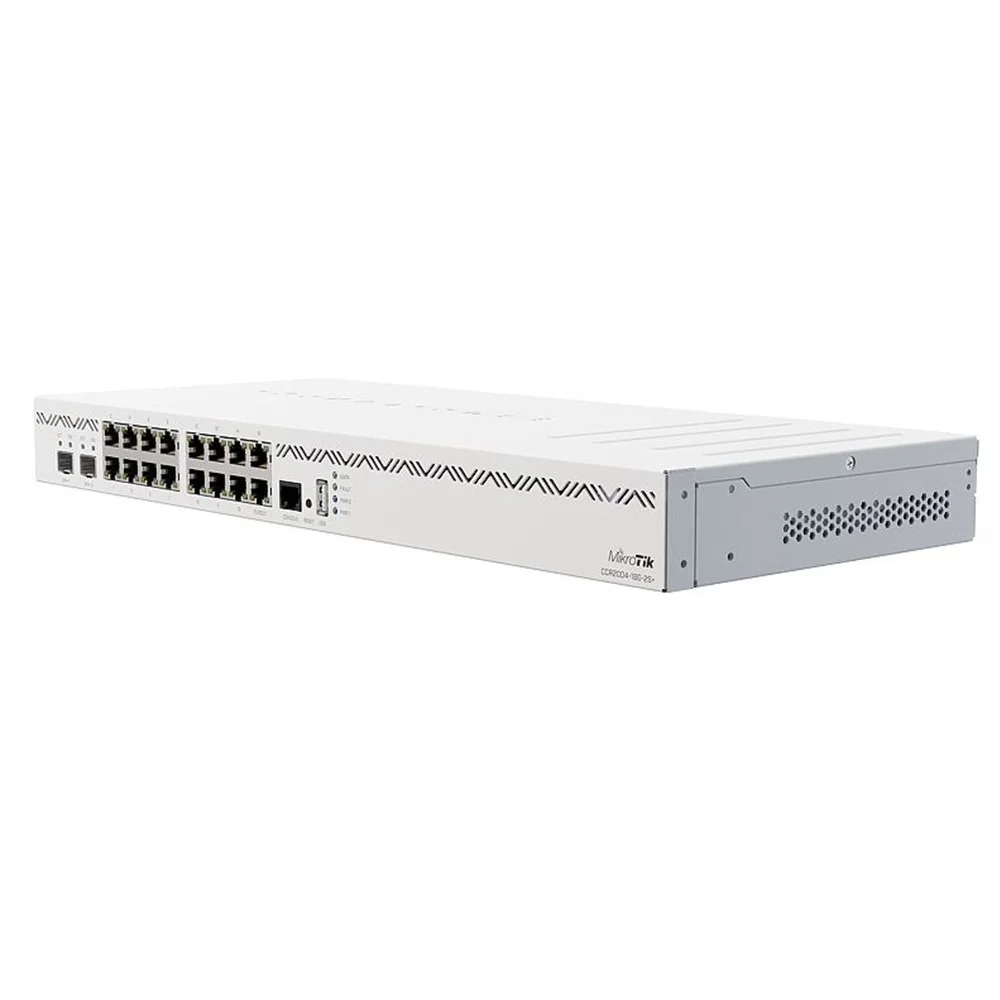 روتر اترنت گیگابیتی 16 پورت MikroTik Cloud Core، فایروال VPN دوگانه 10Gb SFP+، معماری ARM 64 بیتی، 4 گیگابایت رم، 128 مگابایت حافظه NAND، 16 پورت اترنت 10/100/1000، سفید | CCR2004-16G-2S+ روتر اترنت گیگابیتی 16 پورت MikroTik Cloud Core، فایروال VPN دوگانه 10Gb SFP+، معماری ARM 64 بیتی، 4 گیگابایت رم، 128 مگابایت حافظه NAND، 16 پورت اترنت 10/100/1000، سفید | CCR2004-16G-2S+