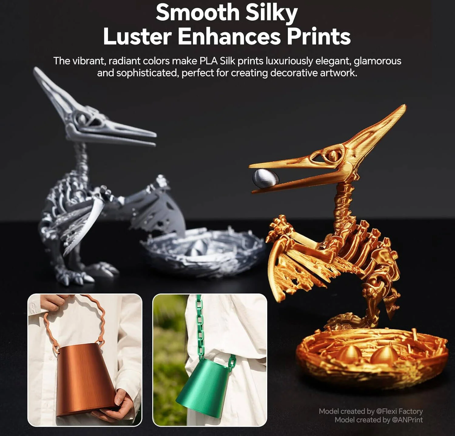 فیلامنت پرینتر سه بعدی ابریشمی PLA انی کیوبیک، قطر 1.75 میلی متر، چگالی بالا، حفاظت از محیط زیست، مواد اصلی، گرادیان قابل تنظیم، درخشندگی قابل کنترل، 1 کیلوگرم، نقره ای | AHSCSL-103