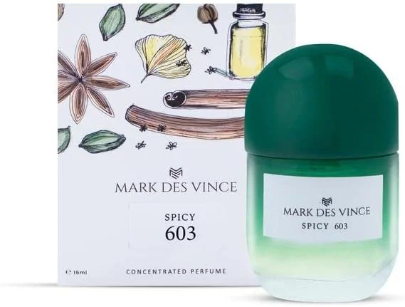 عطر مردانه و زنانه مارک دس وینس Spicy 603، عطر غلیظ و ماندگار مناسب برای هر دو جنسیت، 15 میلی لیتر عطر مردانه و زنانه مارک دس وینس Spicy 603، عطر غلیظ و ماندگار مناسب برای هر دو جنسیت، 15 میلی لیتر
