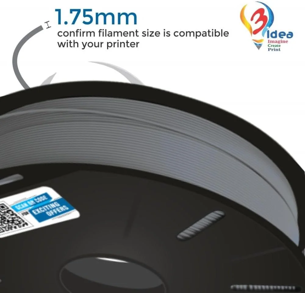 فیلامنت ABS چاپ سه بعدی 3IDEA 1.75mm (خاکستری) | اسپول 1 کیلوگرمی مناسب پرینتر سه بعدی و قلم سه بعدی
