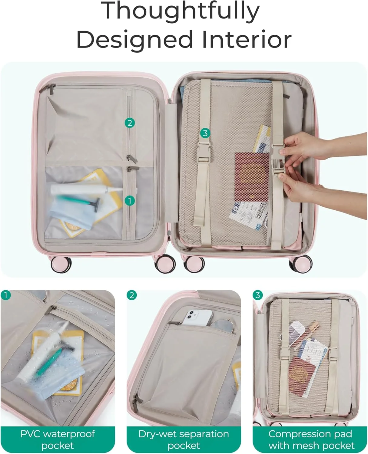 چمدان کابین سایز 20 اینچی قابل گسترش Roamer