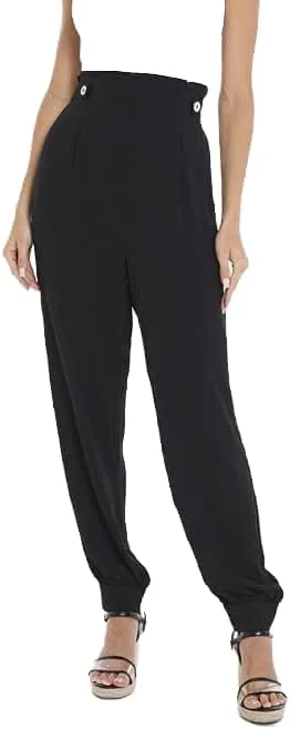 شلوار زنانه مشکی با بافت تافته و پلیسه - سایز L