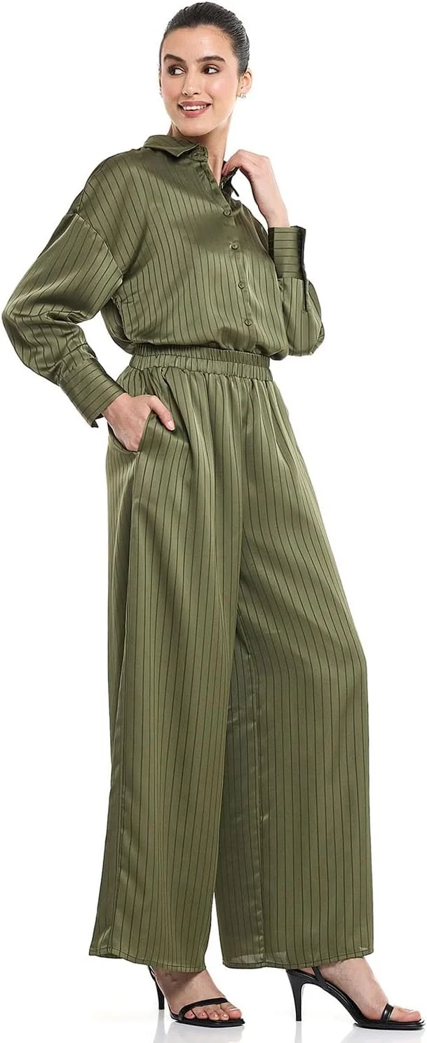 شلوار پالازو راه راه زنانه آر اند بی مدل 125-1846WY031-2 با کمر کشی