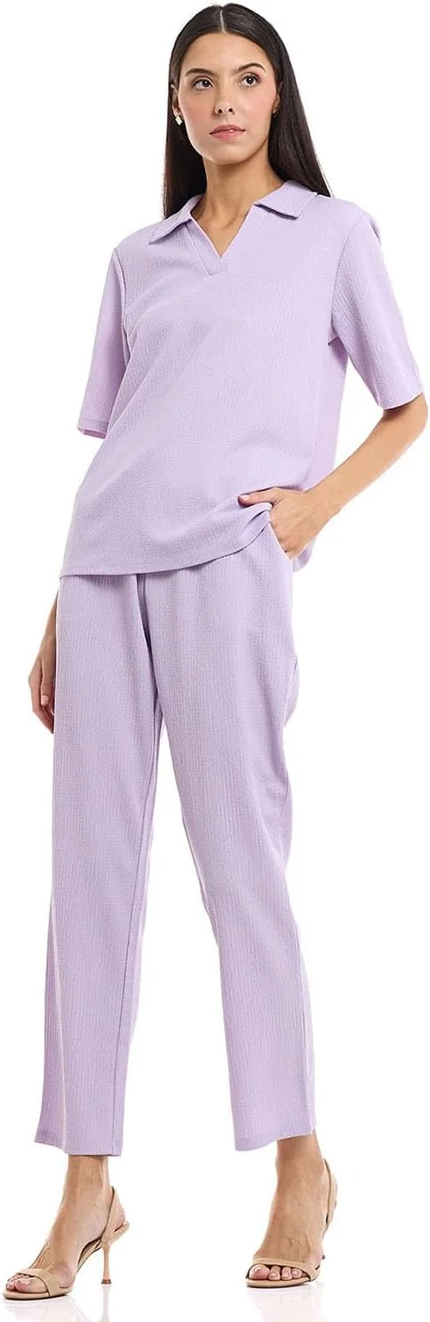 شلوار بافت دار زنانه R&B مدل 125-1193WY006-4 با کمر بند دار