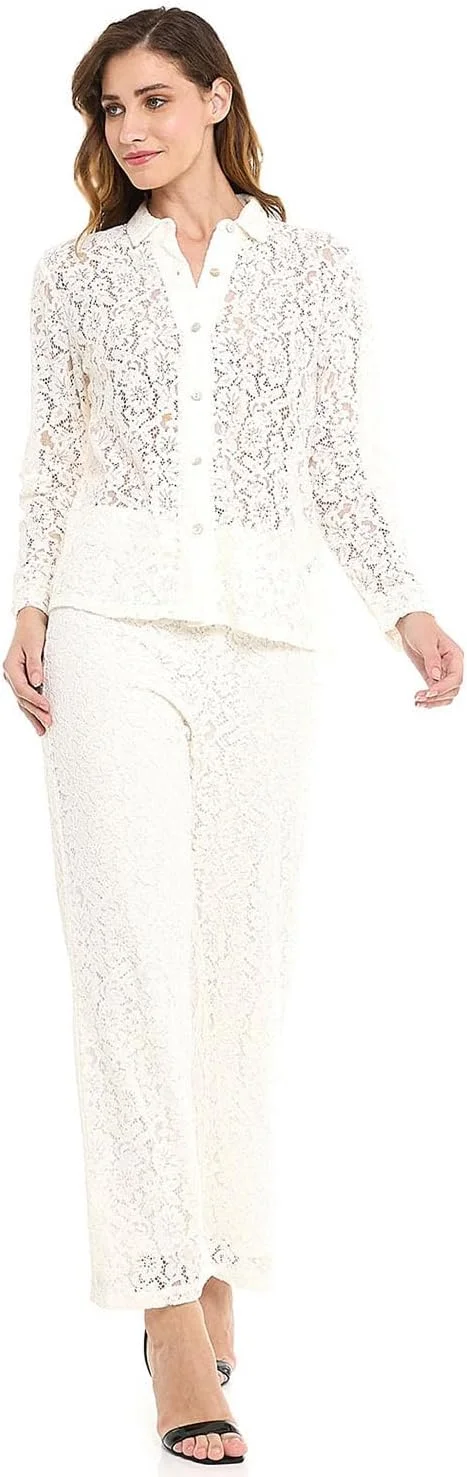 پیراهن توری زنانه آر اند بی مدل 125-1193Wy026-2 با یقه برگردان و آستین بلند