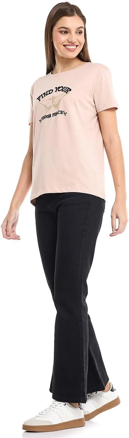 شلوار جین دمپا گشاد زنانه آر اند بی مدل 125-1162WY008-2 با دکمه