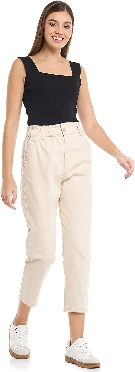 شلوار جین زنانه آر اند بی مدل 125-1162WY006-2، فیت مخروطی و ساده با بست دکمه ای