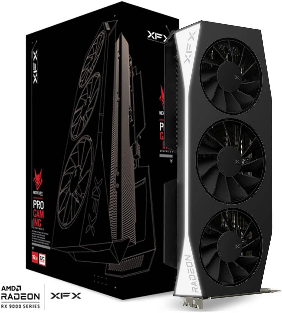 کارت گرافیک XFX Mercury AMD Radeon RX 9060 XT OC Gaming Edition، با 16 گیگابایت حافظه GDDR6 128 بیتی، فرکانس بوست 3320 مگاهرتز، سرعت حافظه 20 گیگابیت بر ثانیه، 2048 پردازنده جریانی، PCI-E 5.0 | RX-96TMERCB9