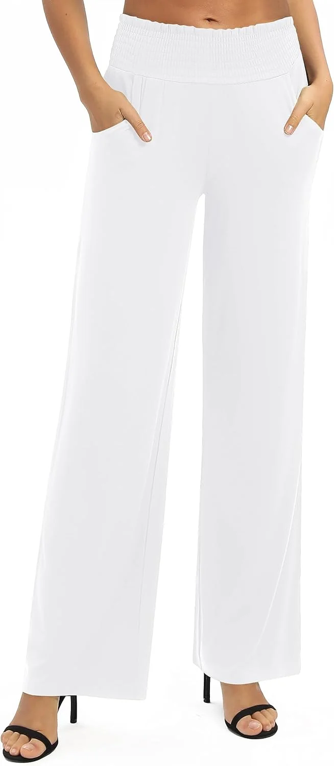 Urban CoCo شلوار زنانه مدل Palazzo، پاچه گشاد، مناسب استراحت، راسته، کمر بلند و کشی