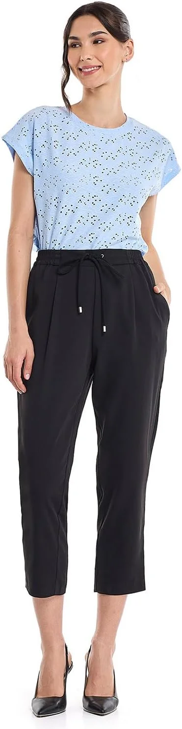 شلوار زنانه راسته مدل 125-0819WY013-4 با کمر بند دار