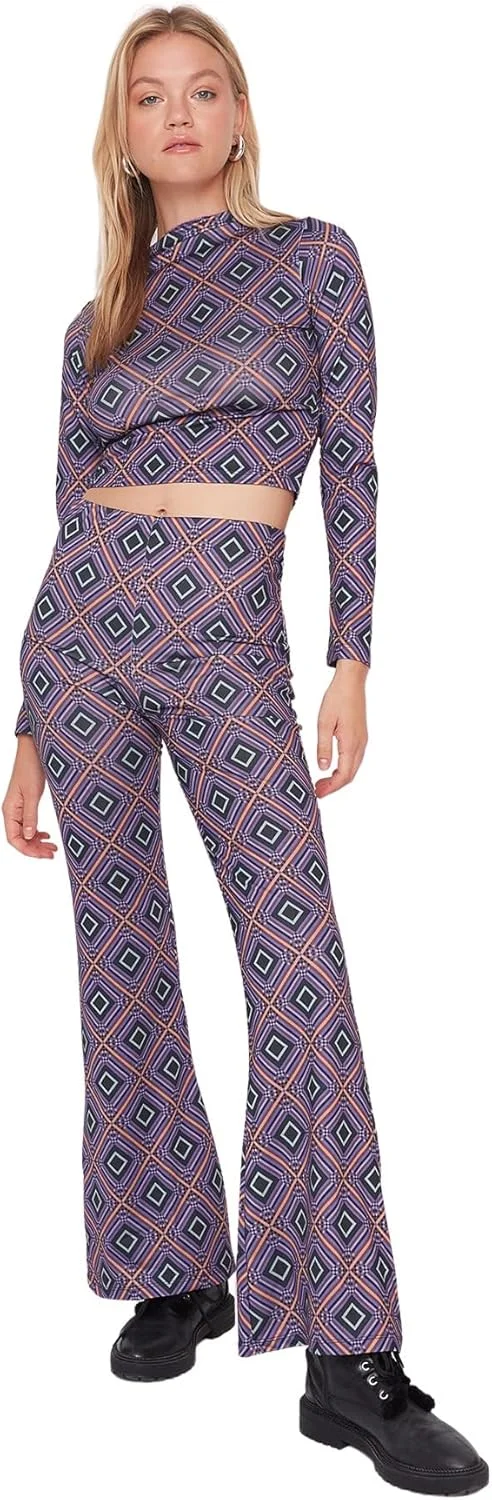 شلوار ترندیول مدل ROSE DRIVER با فاق بلند و فرم دمپا گشاد کد Twoaw23PL00167