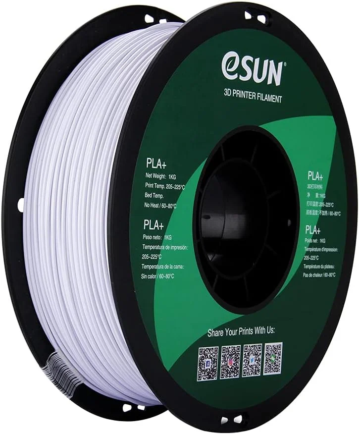 فیلامنت PLA+ ای‌سان 1.75 میلی‌متر، فیلامنت پرینتر سه بعدی PLA پلاس، دقت ابعادی +/- 0.03 میلی‌متر، اسپول 1 کیلوگرمی (2.2 پوند) فیلامنت پرینت سه بعدی برای پرینترهای سه بعدی، سفید سرد