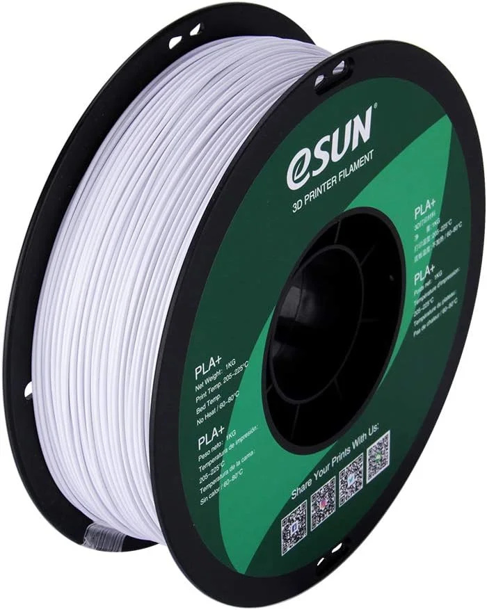 فیلامنت PLA+ ای‌سان 1.75 میلی‌متر، فیلامنت پرینتر سه بعدی PLA پلاس، دقت ابعادی +/- 0.03 میلی‌متر، اسپول 1 کیلوگرمی (2.2 پوند) فیلامنت پرینت سه بعدی برای پرینترهای سه بعدی، سفید سرد