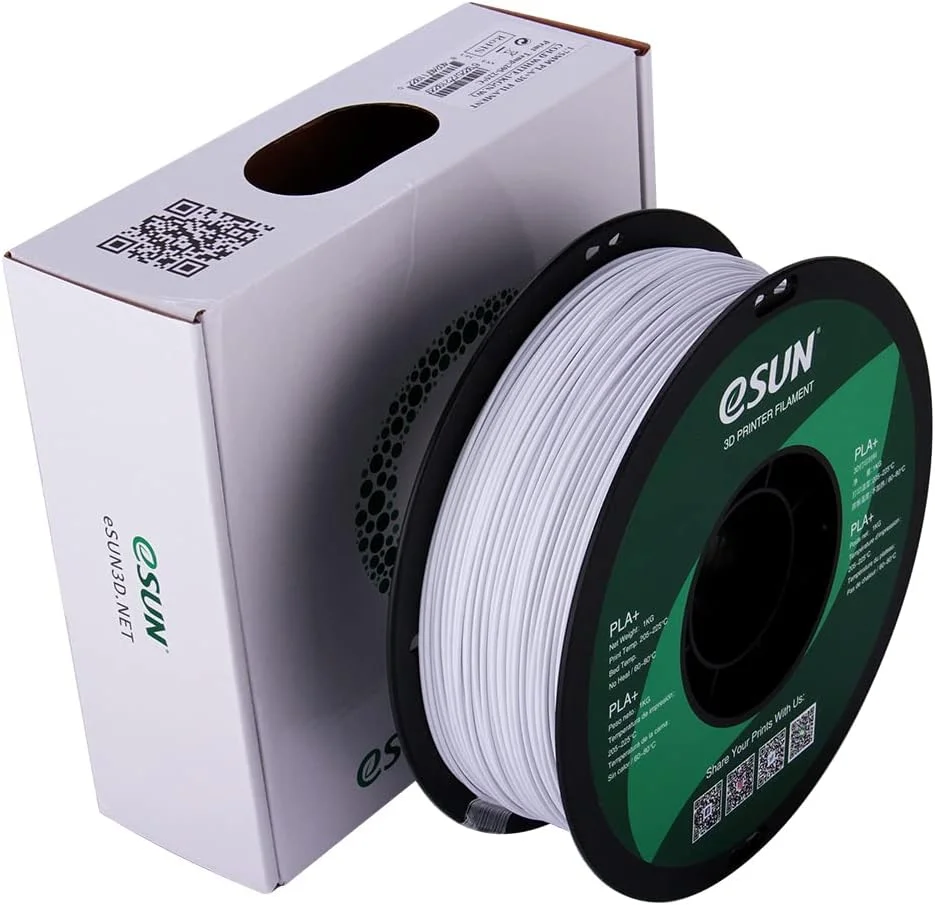 فیلامنت PLA+ ای‌سان 1.75 میلی‌متر، فیلامنت پرینتر سه بعدی PLA پلاس، دقت ابعادی +/- 0.03 میلی‌متر، اسپول 1 کیلوگرمی (2.2 پوند) فیلامنت پرینت سه بعدی برای پرینترهای سه بعدی، سفید سرد