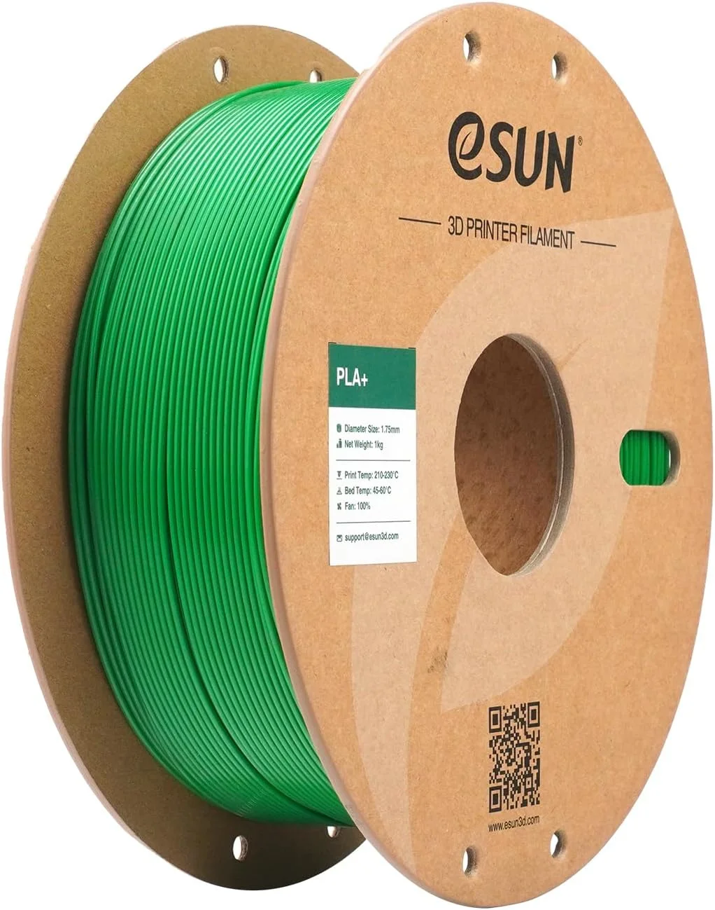 فیلامنت PLA+ ای‌سان 1.75 میلی‌متر، فیلامنت PLA Plus با چقرمگی بهبود یافته برای پرینتر سه بعدی، دقت ابعادی +/- 0.03 میلی‌متر، اسپول 1 کیلوگرمی (2.2 پوند) فیلامنت پرینت سه بعدی برای پرینترهای سه بعدی، سبز چمنی