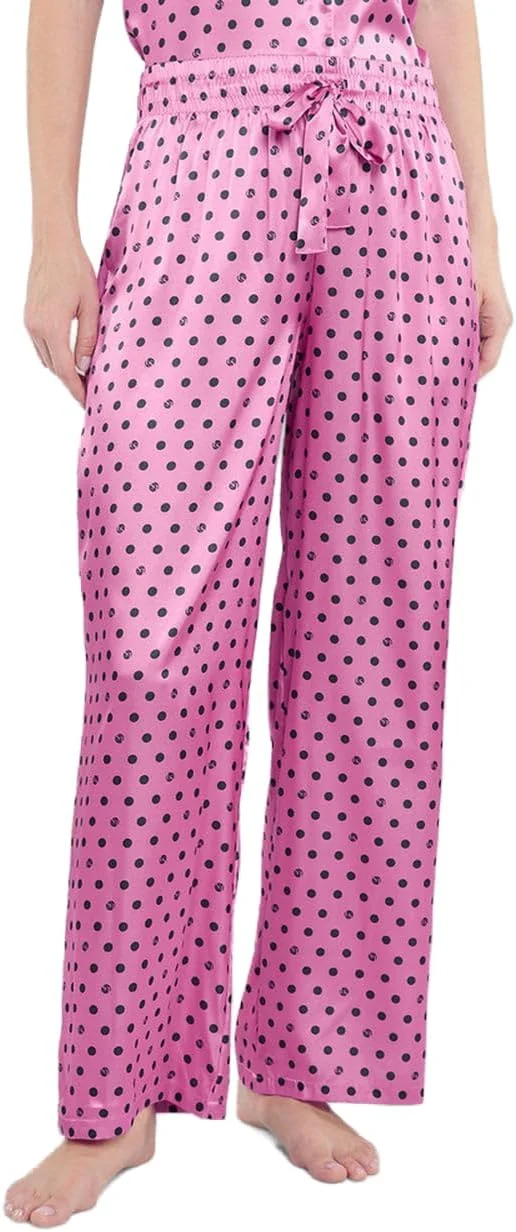 شلوار ساتن طرح دار زنانه La Senza مدل 60265327-ZB2I با بند کشی