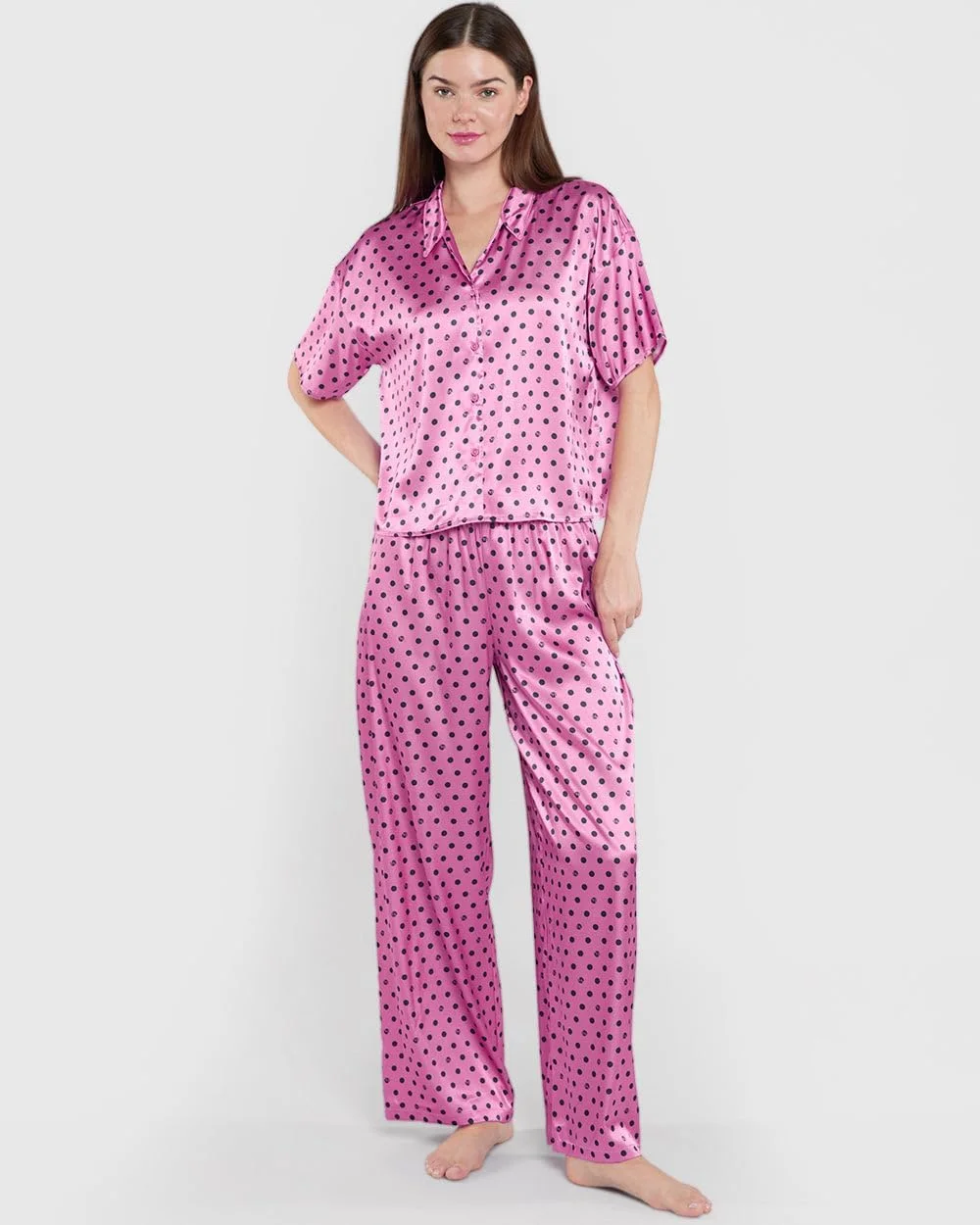 شلوار ساتن طرح دار زنانه La Senza مدل 60265327-ZB2I با بند کشی