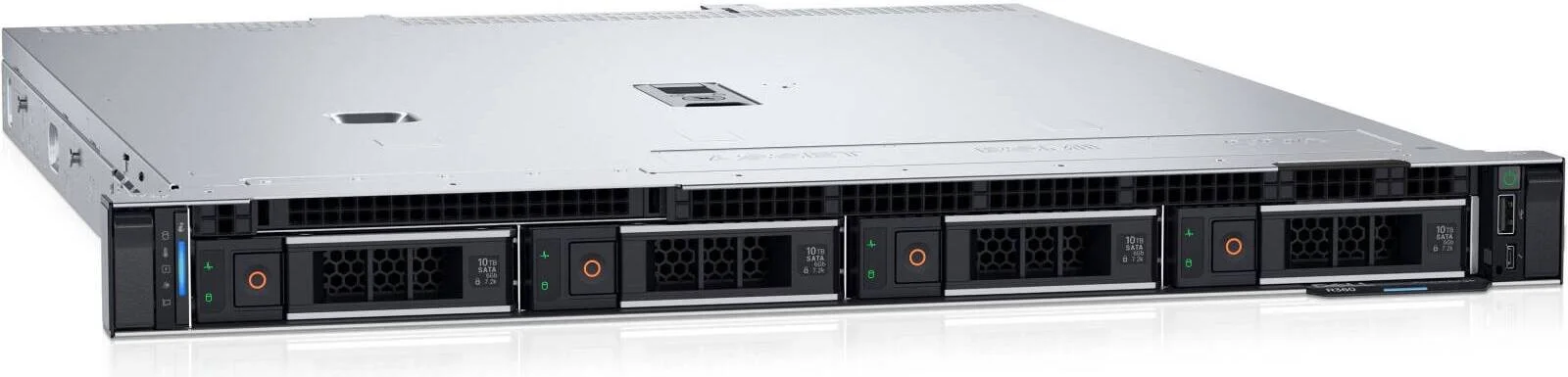 سرور رکمونت دل PowerEdge R360 با پورت دوگانه 1 گیگابایتی 5720، پردازنده Intel Xeon E-2414، حافظه 64 گیگابایتی UDIMM 5600Mhz، حافظه SSD 3.84 ترابایتی SATA، PERC H355، iDRAC9 Basic16G، منبع تغذیه 2x 600W | PE-R360