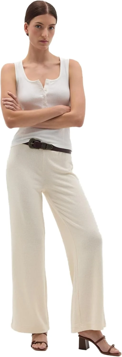 شلوار پالازو بافتنی زنانه OVS مدل 2332585-PINK کرم رنگ با کمر کشی