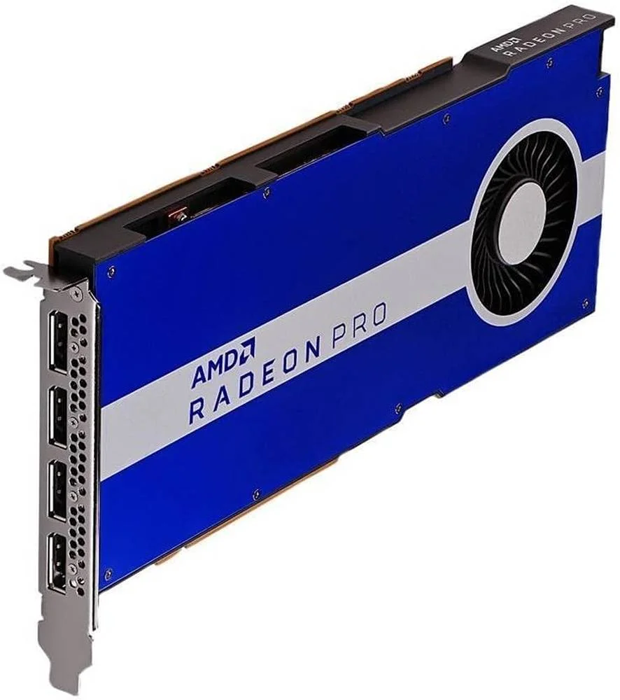 کارت گرافیک AMD Radeon Pro W5500، حافظه 8 گیگابایتی GDDR6 128 بیتی، پهنای باند حافظه 224 گیگابایت بر ثانیه، 1408 پردازنده جریانی، رابط PCIe 4.0 x16، 4x DisplayPort 1.4 | 100-506095