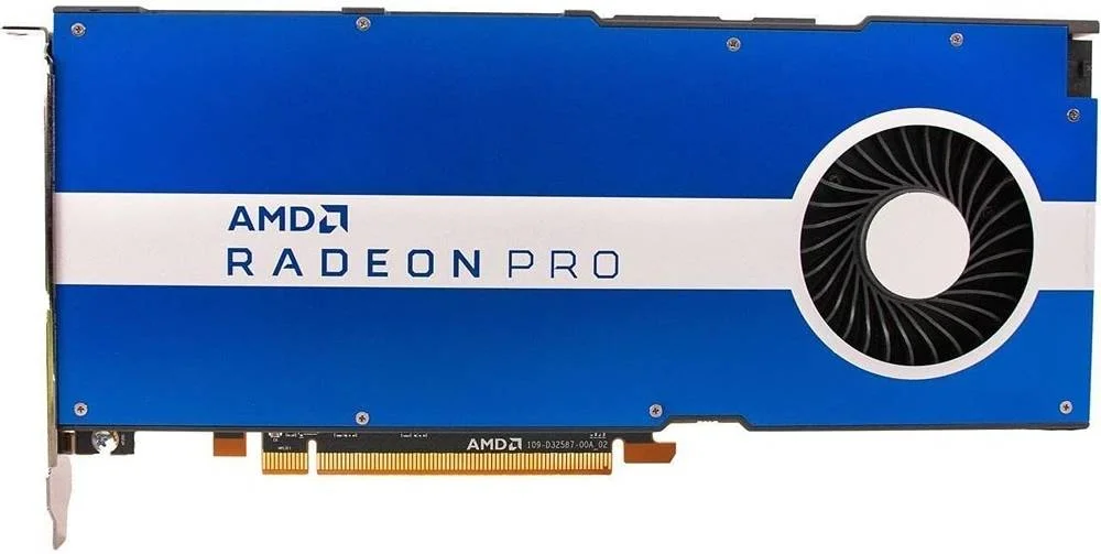کارت گرافیک AMD Radeon Pro W5500، حافظه 8 گیگابایتی GDDR6 128 بیتی، پهنای باند حافظه 224 گیگابایت بر ثانیه، 1408 پردازنده جریانی، رابط PCIe 4.0 x16، 4x DisplayPort 1.4 | 100-506095