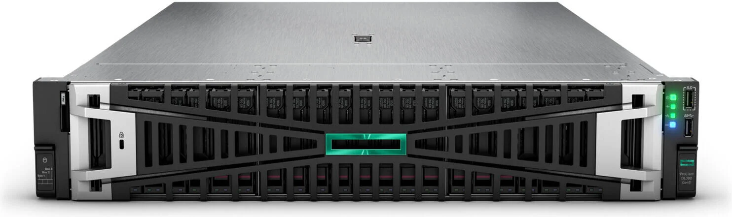 سرور رکمونت ۲ یونیت HPE ProLiant DL380 Gen11، با ۲ پردازنده Intel Xeon-Gold 6430، حافظه رم ۲۵۶ گیگابایتی، ۴ هارد دیسک ۳.۸۴ ترابایتی SATA + ۴ درایو SSD ۱.۹۲ ترابایتی، کارت شبکه دو پورت ۱۰G مدل ۵۶۰ SFP+، کارت شبکه ۴ پورت ۱ گیگابیتی Broadcom BCM5719 Ethernet و ۲ منبع تغذیه ۸۰۰ واتی | DL-380-G11