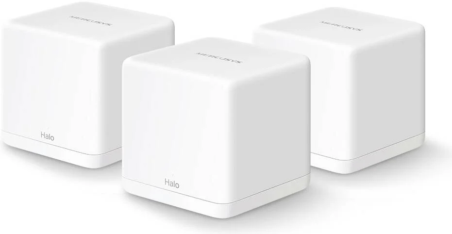 سیستم وای-فای مش خانگی مرکوسیس Halo H30G AC1300، بسته 3 عددی، سرعت بی سیم تا 1.3 گیگابیت بر ثانیه، دو بانده، رومینگ یکپارچه، پورت های گیگابیتی، پوشش 3,500 فوت مربع، کنترل آسان از طریق اپلیکیشن، سفید | Halo H30G