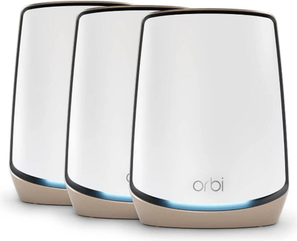 سیستم وای فای 6 مش تری-باند NETGEAR Orbi RBK863S AX6000 برای کل خانه به همراه 3 ماهواره، پوشش تا 740 متر مربع، سرعت تا 6 گیگابیت بر ثانیه، پورت 10 گیگی، سفید | ‎RBK863S-100APS