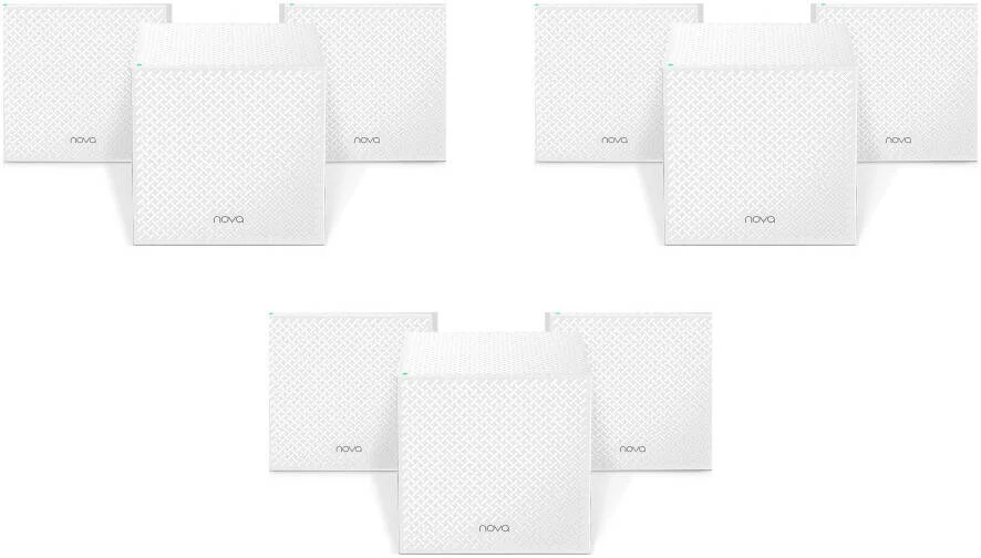 سیستم وای-فای مش خانگی Tenda Nova AC2100 MW12، روتر بی‌سیم (بسته 3 عددی x 3)، سه بانده، 3 پورت گیگابیتی، راه اندازی آسان، 300 مگابیت بر ثانیه، Wave 2 MU-MIMO | Nova MW12-3 (بسته 3 عددی x 3)