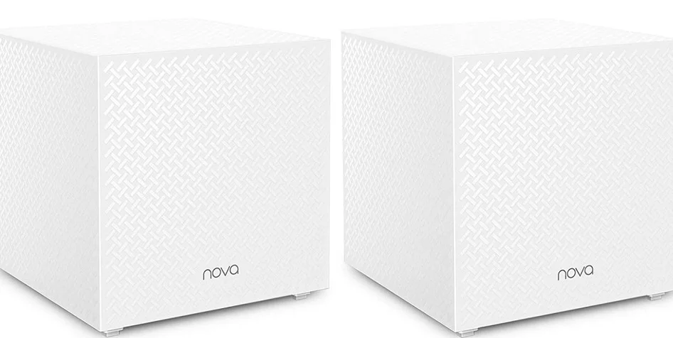 سیستم وای‌فای مش خانگی تندا نوا AC2100 MW12، روتر بی‌سیم، سه بانده، 3 پورت گیگابیتی، پوشش وای‌فای 4000 فوت مربع، نصب آسان، سازگار با الکسا، 300 مگابیت بر ثانیه، Wave 2 MU-MIMO، بسته 2 عددی | Nova MW12-2