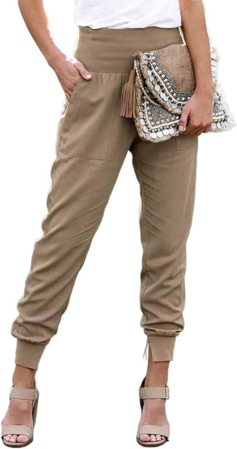 شلوار جاگر زنانه Dokotoo، مدل کژوال، کمر کشی بند دار، نخی، دارای جیب