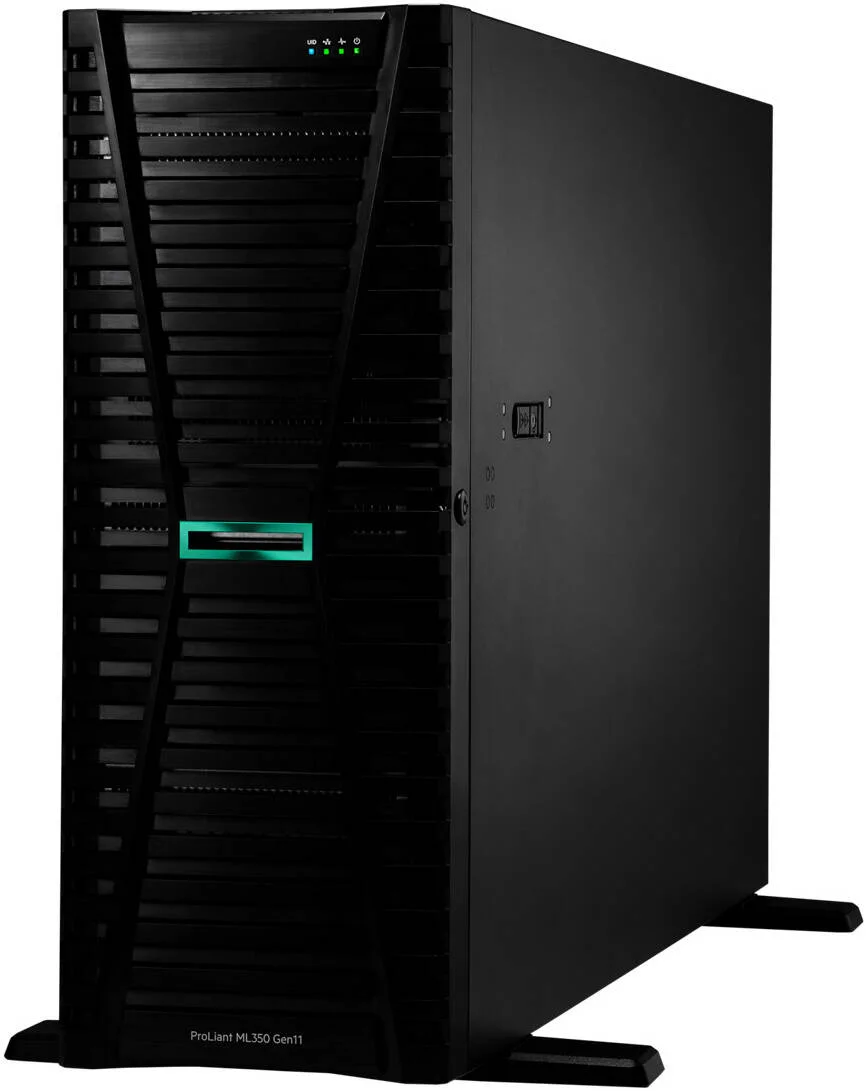 سرور ایستاده HPE ProLiant ML350 Gen11، پردازنده Intel Xeon Silver 4514Y، رم 32 گیگابایتی، 2 عدد SSD SATA 1.92 ترابایتی، MR408i-o Gen11، اترنت Broadcom BCM5719 1 گیگابیتی، 2 عدد منبع تغذیه 1000 واتی | ML350-G11