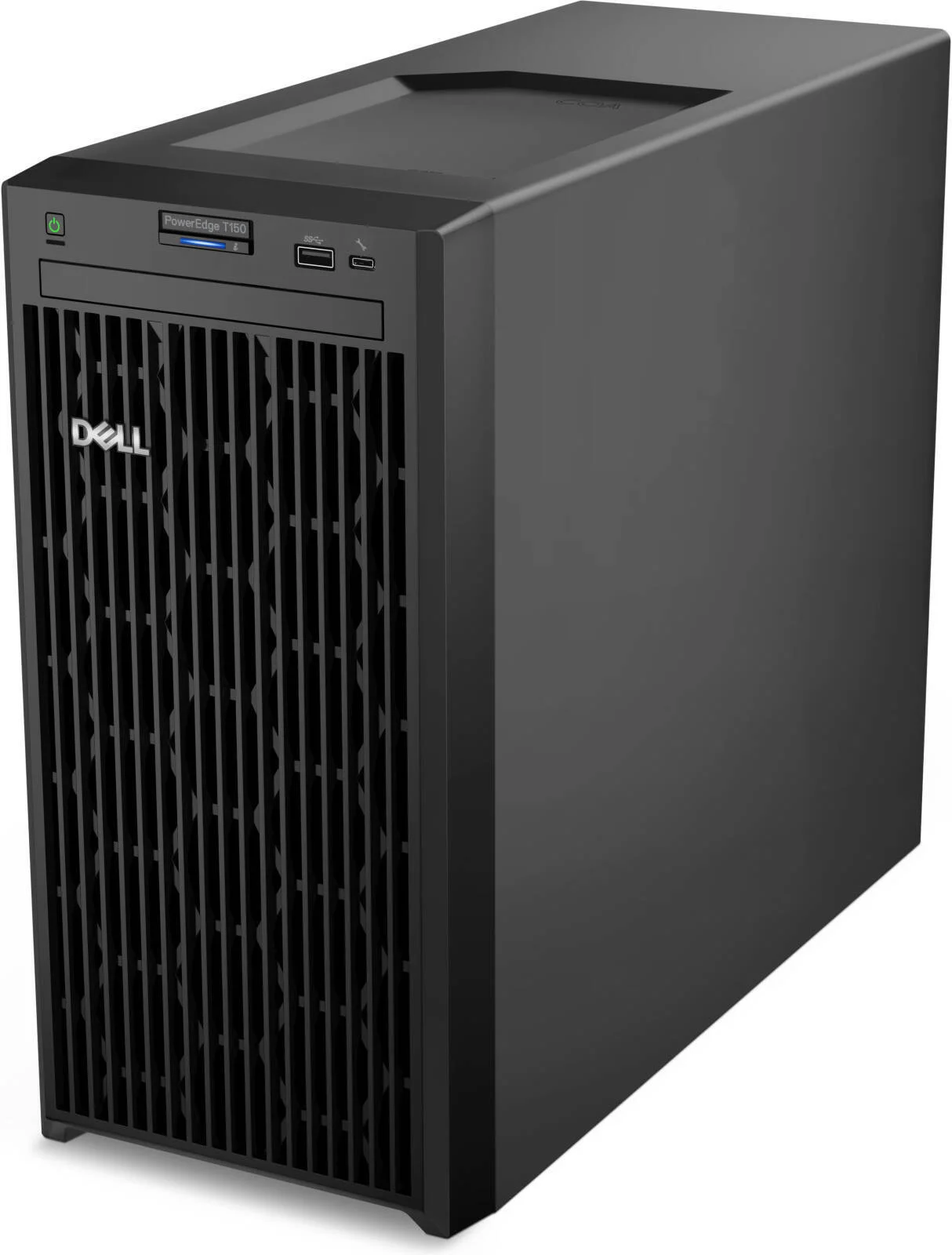 سرور ایستاده Dell PowerEdge T150، پردازنده Intel Xeon E-2314 2.8GHz، رم 32 گیگابایت UDIMM 3200MT/s، حافظه SSD 960 گیگابایت، iDRAC9 Basic 15G، شبکه BCM5720 GbE LOM، منبع تغذیه 300 وات، مشکی | PowerEdge-T150