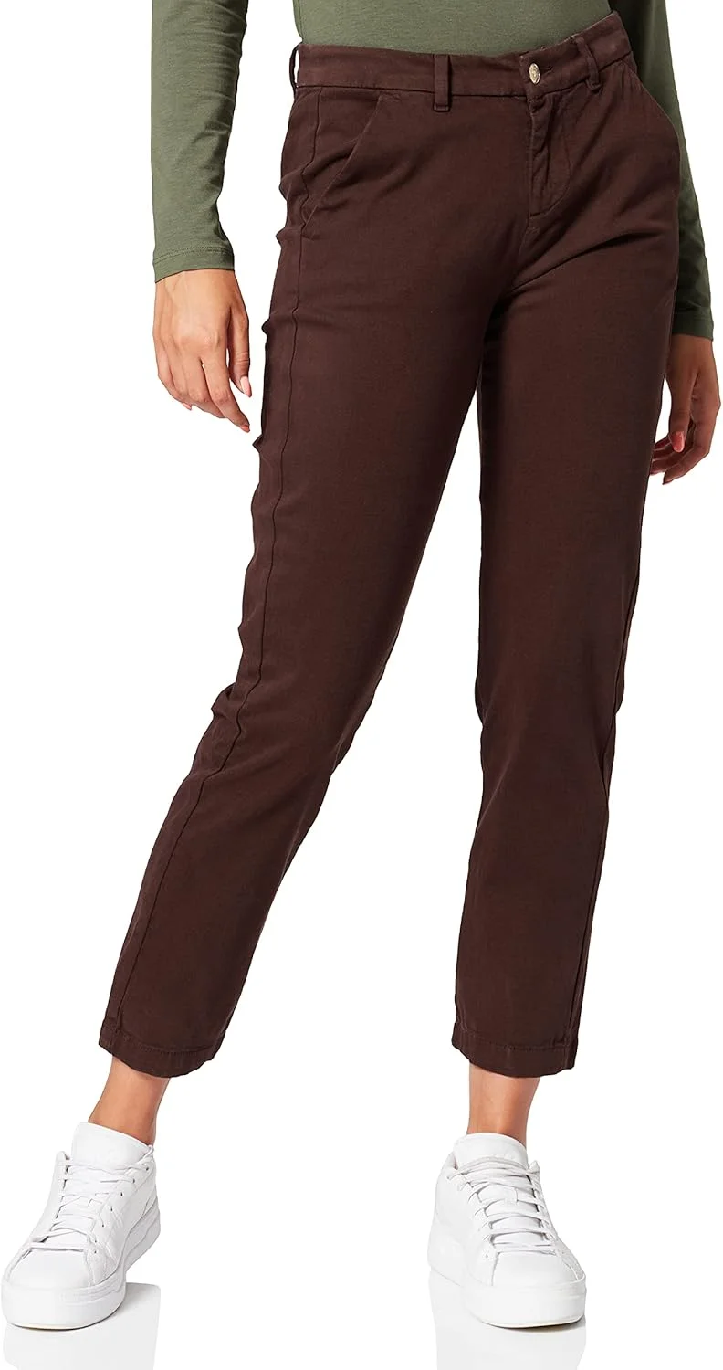 شلوار زنانه کتان قهوه ای با بافت توییل