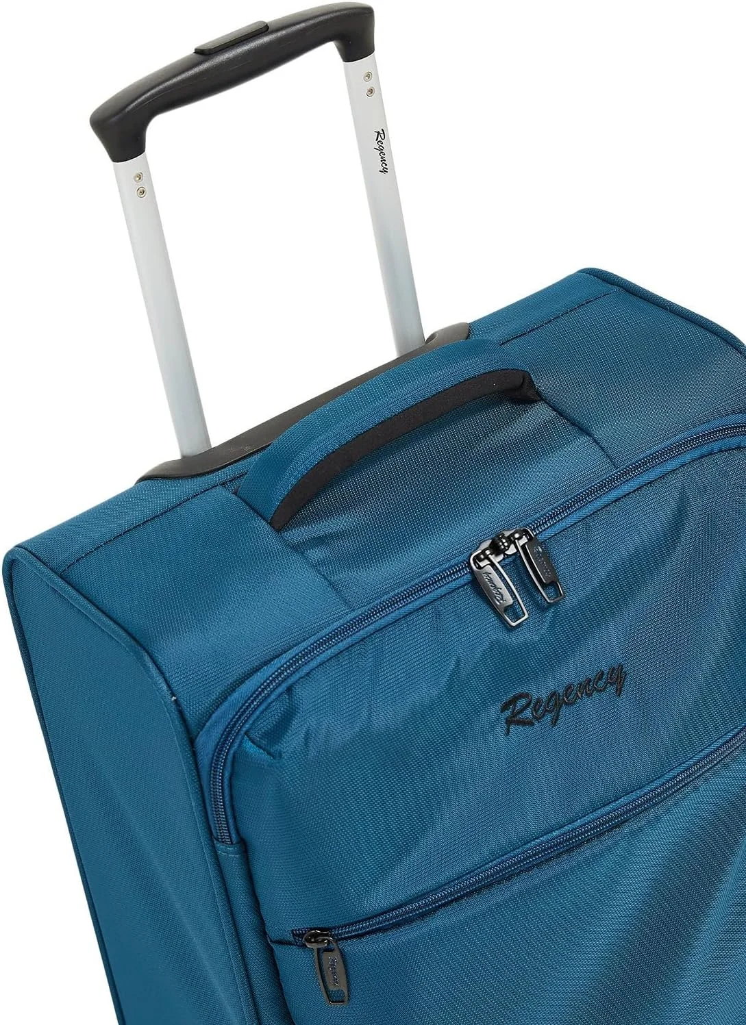ترولی چمدان کابین کوچک بسیار سبک Regency، سایز 20 اینچ، فیروزه ای، ابعاد 37 طول x 21 عرض x 50 ارتفاع سانتی متر