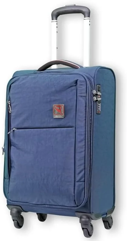 چمدان چرخدار نرم و جادار نوا بای رفلکشن - سایز کابین 20 اینچ با قفل TSA، زیپ دوبل امنیتی و چرخ های اسپینر 360 درجه، سرمه ای