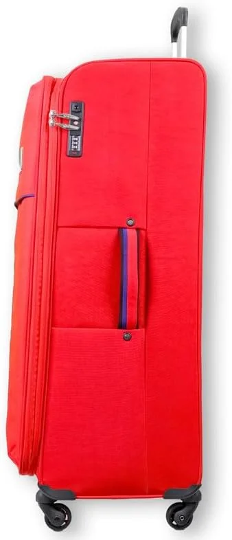 چمدان چرخدار نرم و بزرگ شونده Reflection - سایز 28 اینچ با قفل TSA، زیپ دوبل امنیتی و چرخ های اسپینر 360 درجه، قرمز