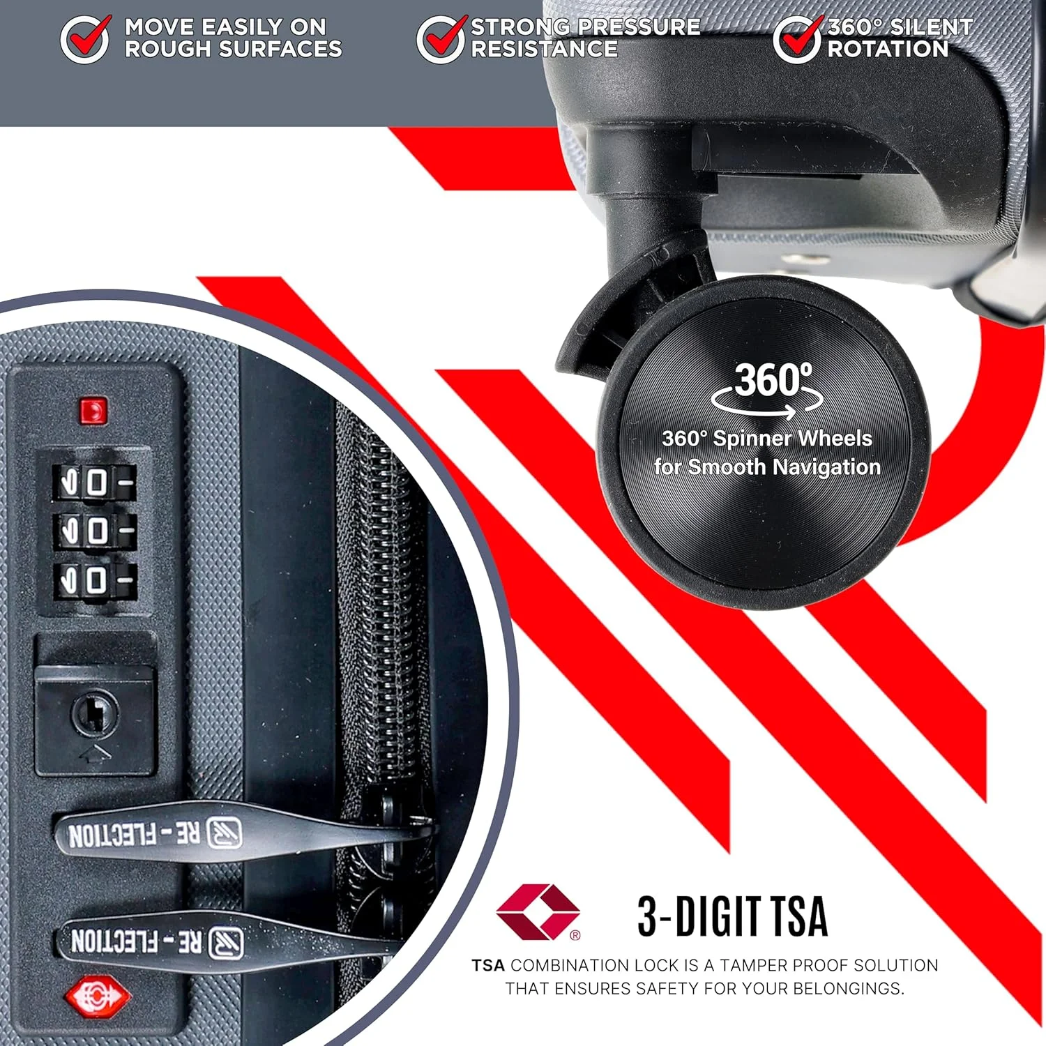 چمدان کابین سایز 20 اینچی تجاری Reflection با محفظه لپ تاپ بازشو از جلو | چمدان سخت | 4 چرخ گردان | کیفیت عالی | ظاهر حرفه ای (خاکستری)