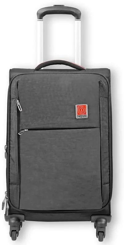 چمدان چرخدار نرم و قابل گسترش نوا بای رفلکشن - سایز کابین ۲۰ اینچ با قفل TSA، زیپ دوبل امنیتی و چرخ های اسپینر ۳۶۰ درجه، مشکی