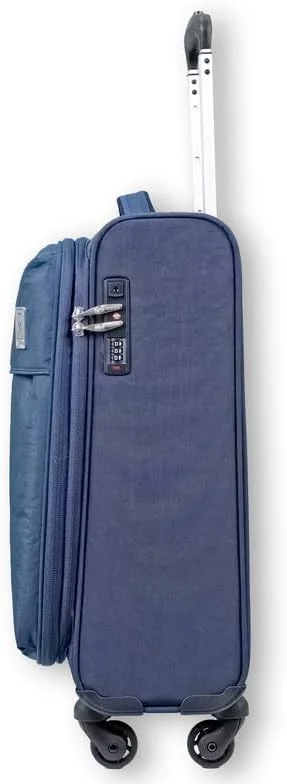 چمدان چرخدار نرم و جادار Reflection - سایز کابین ۲۰ اینچ با قفل TSA، زیپ دوبل امنیتی و چرخ های اسپینر ۳۶۰ درجه، سرمه ای