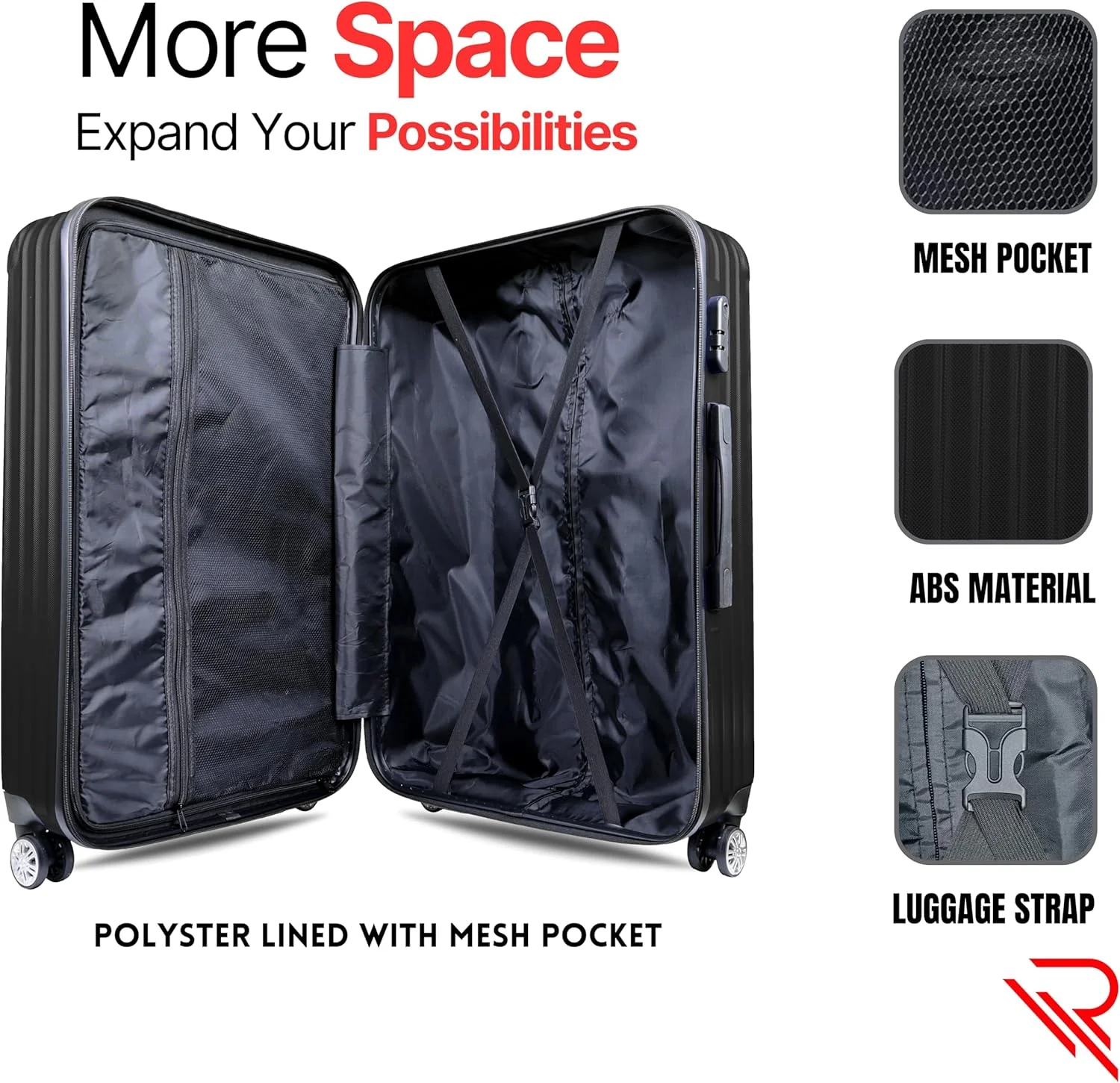 چمدان بازتاب ABS، سبک وزن و چرخ های بی صدای 360 درجه، مورد تایید خطوط هوایی، چمدان ترولی سخت ABS، چمدان مسافرتی با چرخ های اسپینر