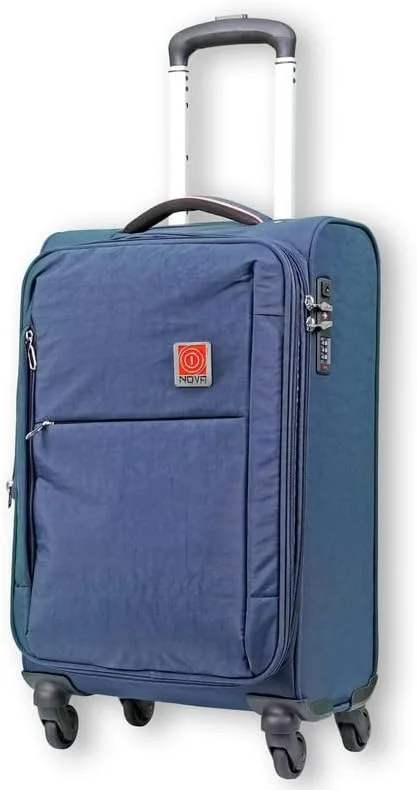 چمدان چرخدار نرم و بزرگ شونده نوا بای رفلکشن - سایز 26 اینچ، دارای قفل TSA، زیپ دوبل امنیتی و چرخ های اسپینر 360 درجه، سرمه ای