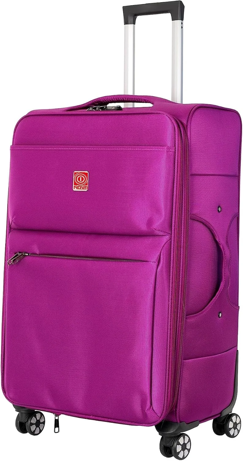 چمدان سفری 20 اینچی نوا از Re-flection، چمدان نرم و سبک سری عمودی با ظرفیت 36 لیتر و 4 چرخ گردان، بنفش.