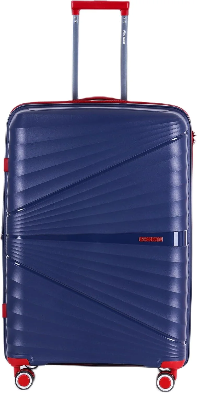 چمدان مسافرتی ری-فلکشن، چمدان کابین، سری خطوط منحنی بدنه سخت شیک، قفل TSA سایز 24 اینچ، آبی سرمه ای