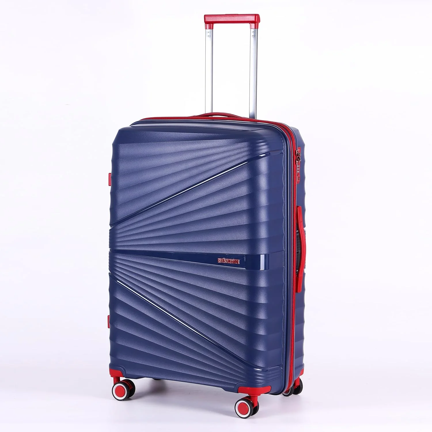 چمدان مسافرتی ری-فلکشن، چمدان کابین، سری خطوط منحنی بدنه سخت شیک، قفل TSA سایز 24 اینچ، آبی سرمه ای
