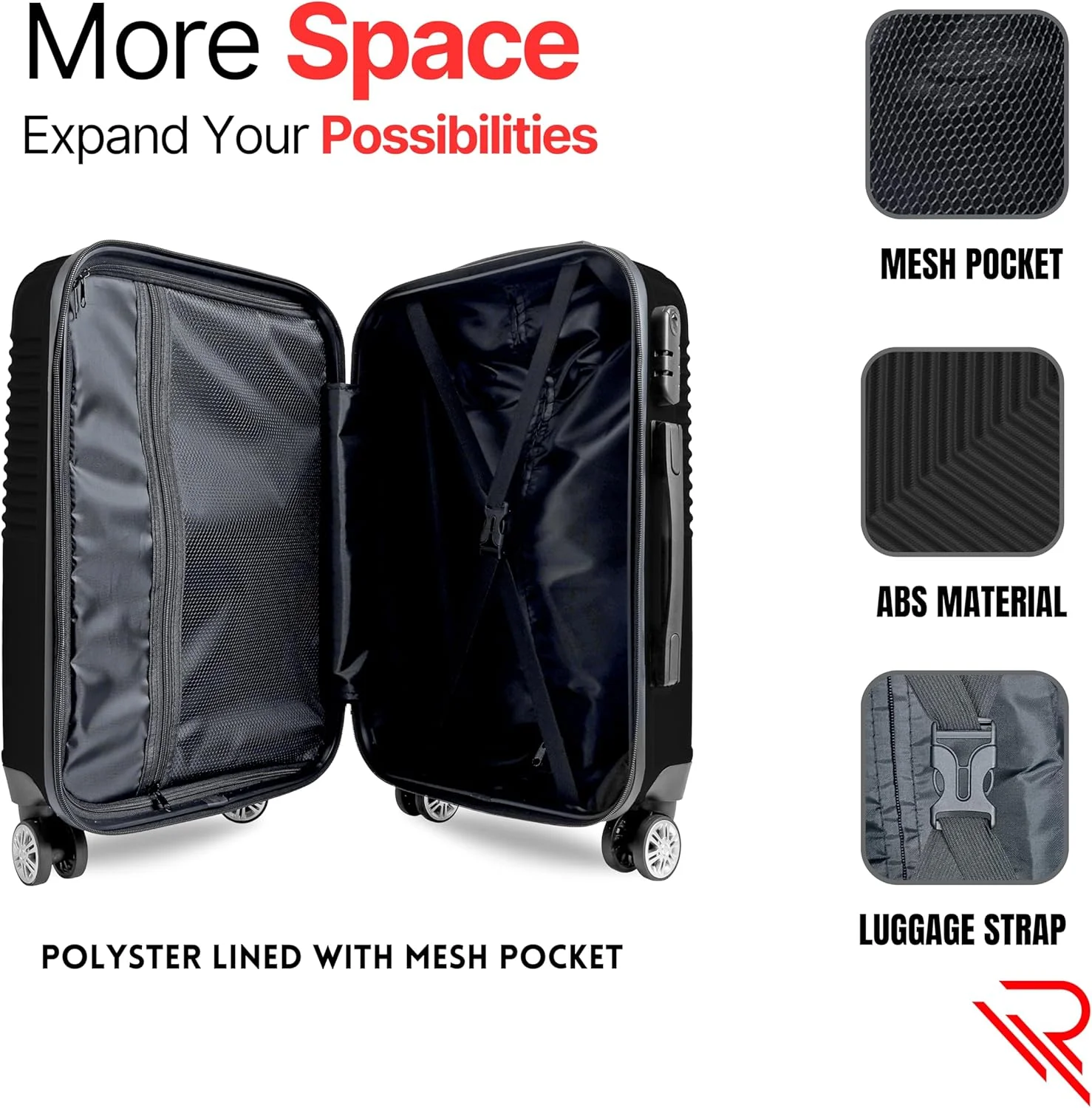 چمدان بازتاب ABS، چمدان سبک وزن با چرخ‌های بی‌صدای 360 درجه، مورد تایید خطوط هوایی، چمدان ترولی سخت ABS، چمدان مسافرتی با چرخ‌های اسپینر