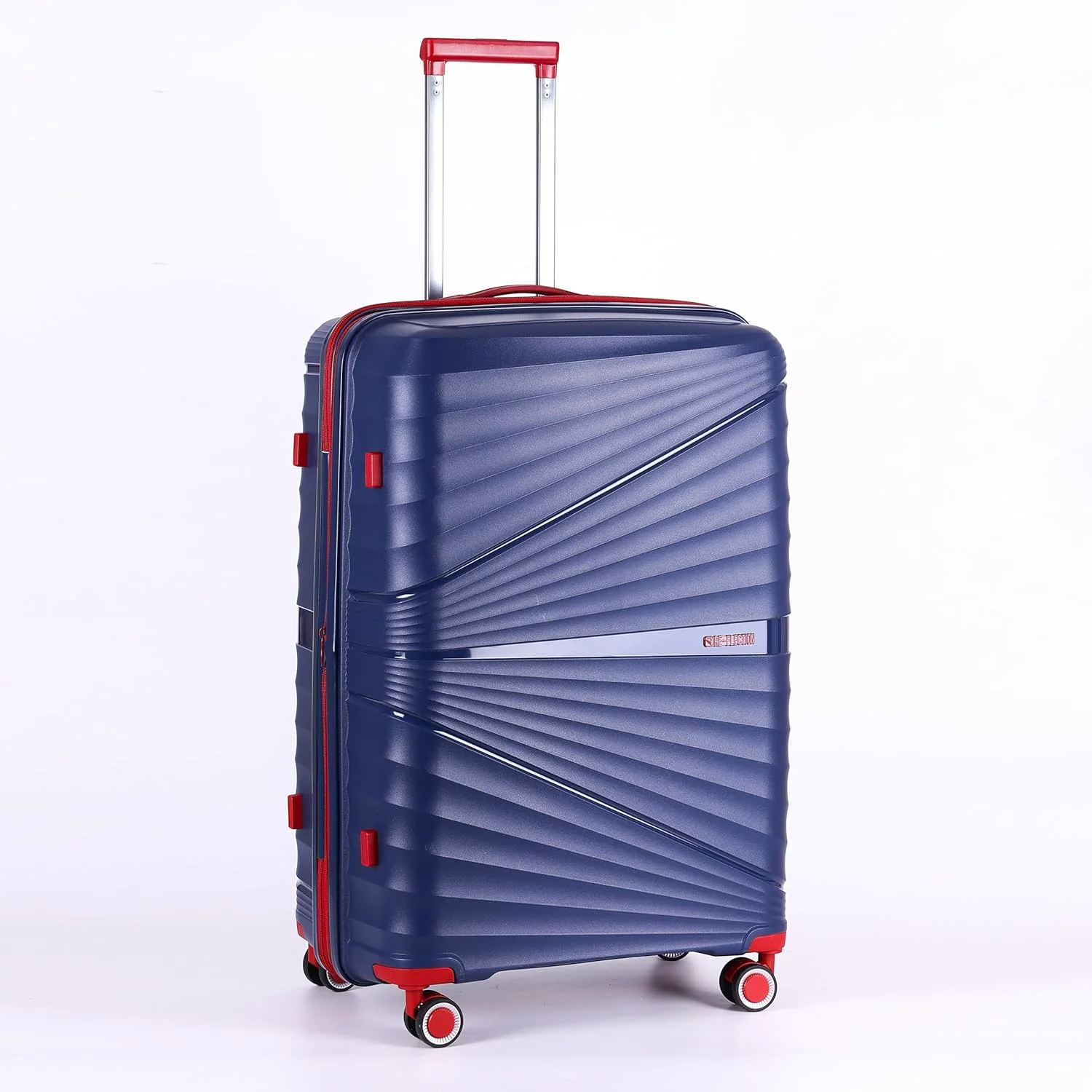 چمدان مسافرتی ری-فلکشن، چمدان کابین، سری خطوط منحنی بدنه سخت شیک، قفل TSA سایز 24 اینچ، آبی سرمه ای