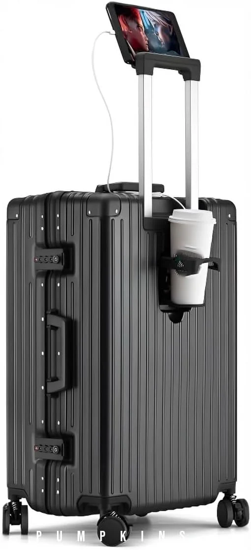 چمدان مسافرتی کابین سایز PUMPKINS با چرخ های اسپینر سایز 20 اینچ (مشکی)