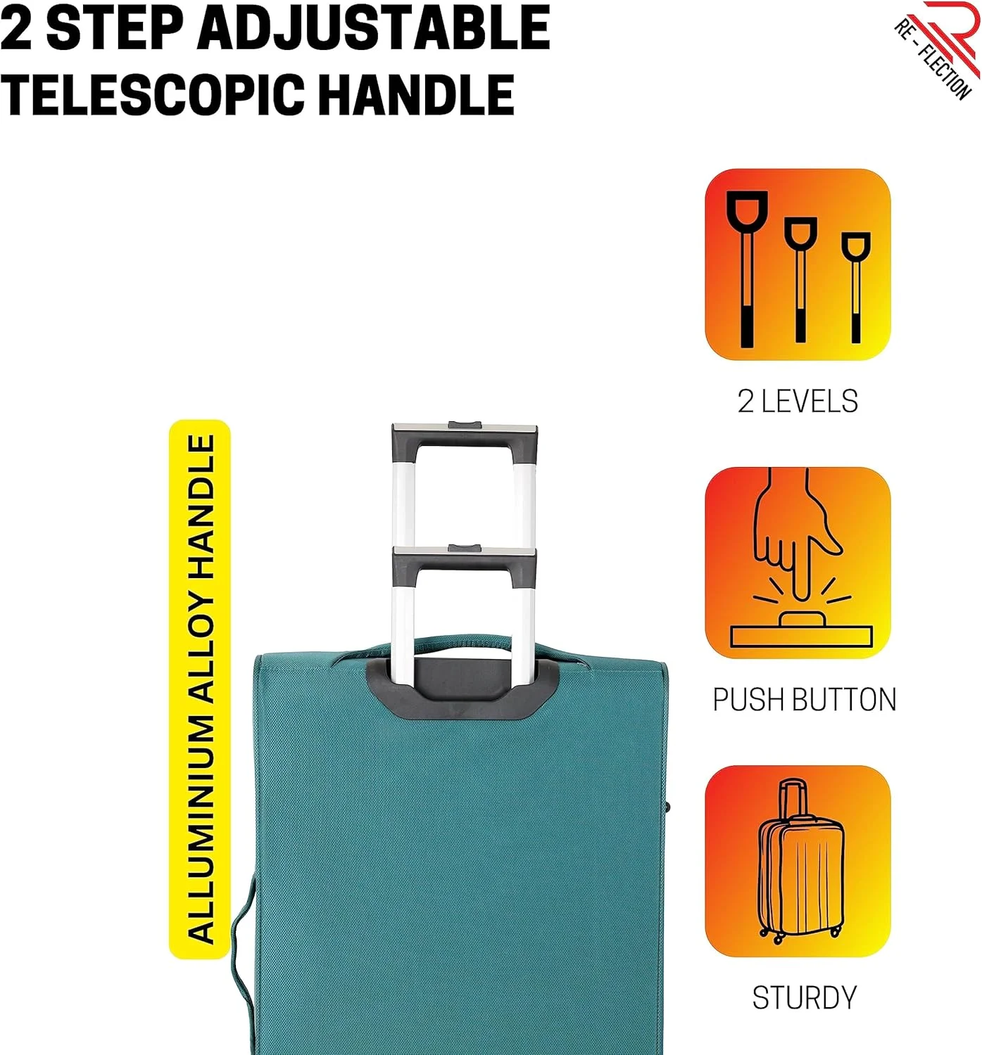 چمدان خلبانی ری-فلکشن وویجر، چمدان چرخدار سبک وزن عمودی، 4 چرخ گردان